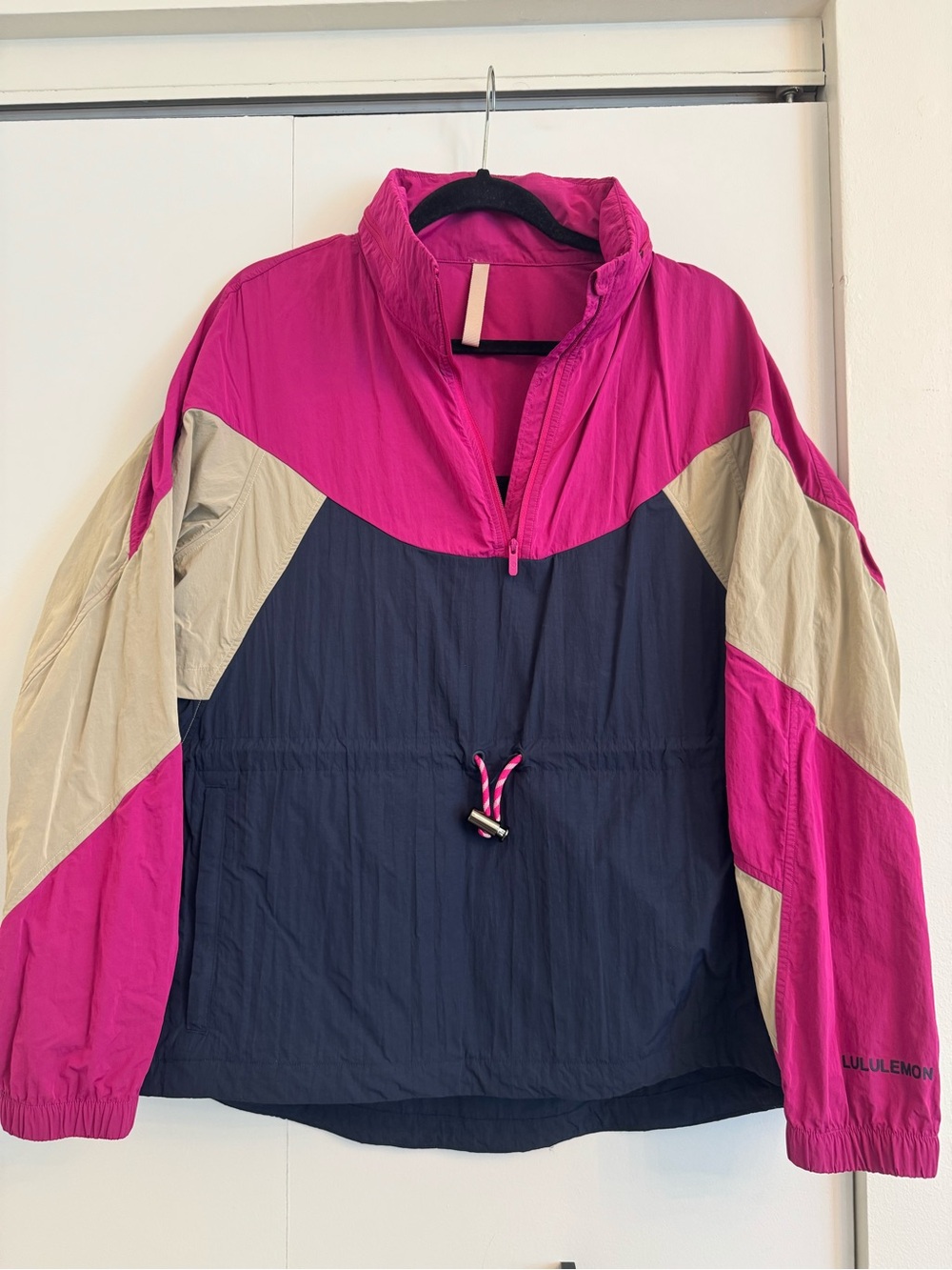 lululemon athletica Hot Pink, Navy & Cream Colorblock Pullover Jacket